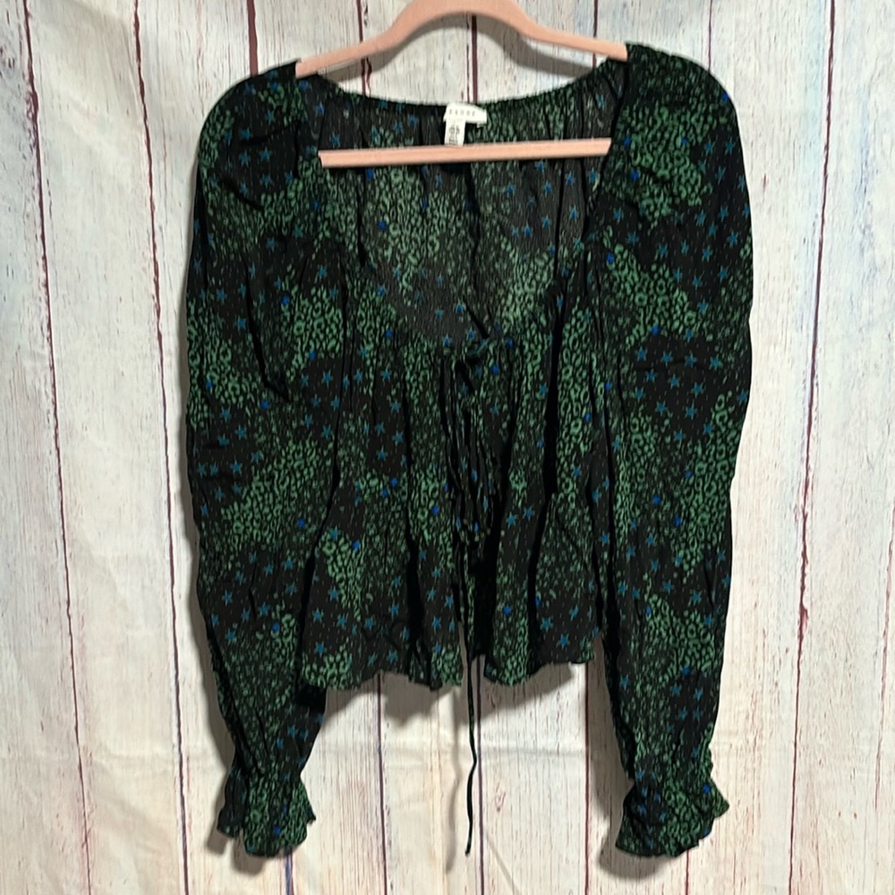 NWOT Topshop Star Print Tie Front Blouse